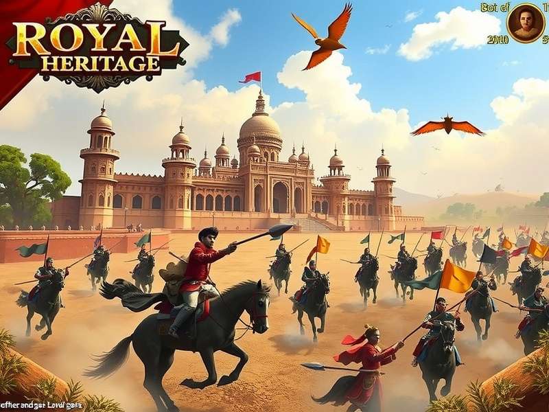 Royal Heritage gameplay showing a large battle between Indian armies
